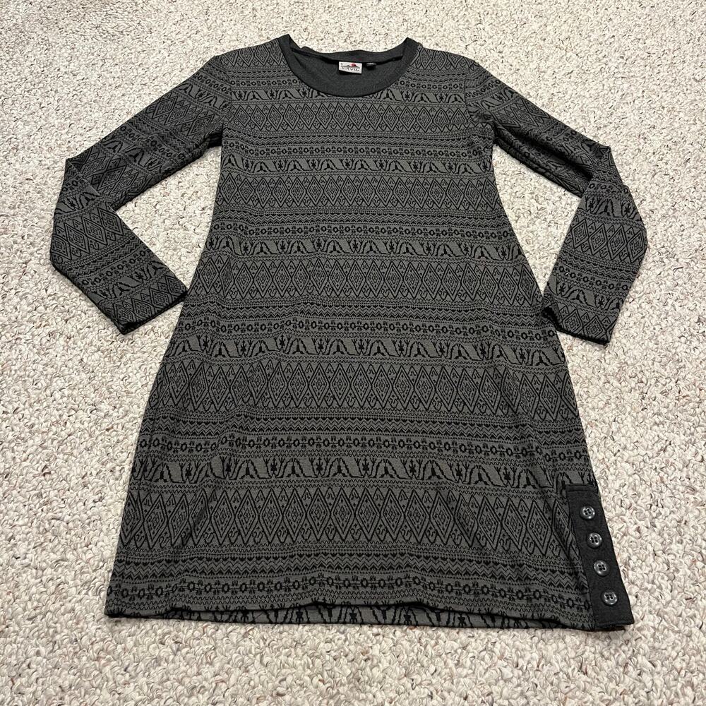 Kavu Gretta Long Sleeve Dress S Aztec Tribal Print Granola Outdoor Cabincore